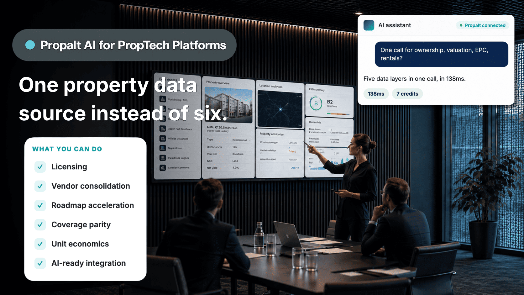 Six data contracts become one call.