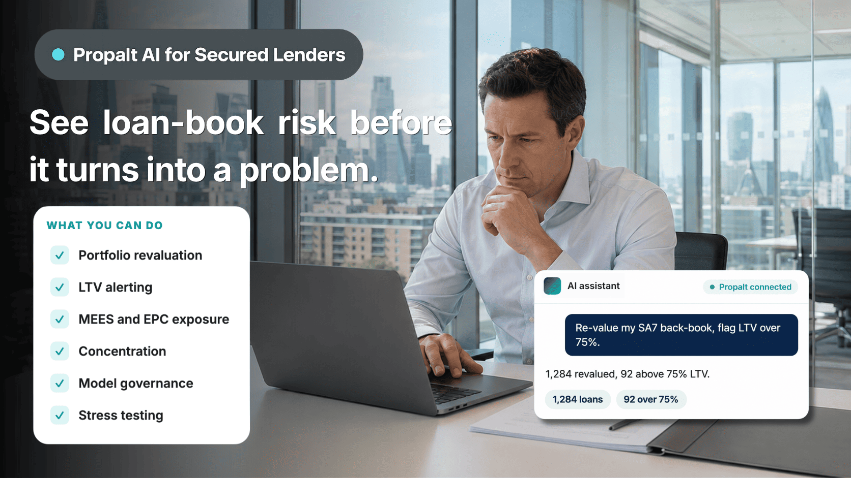 Re-value the whole loan book and flag LTV and EPC risk.