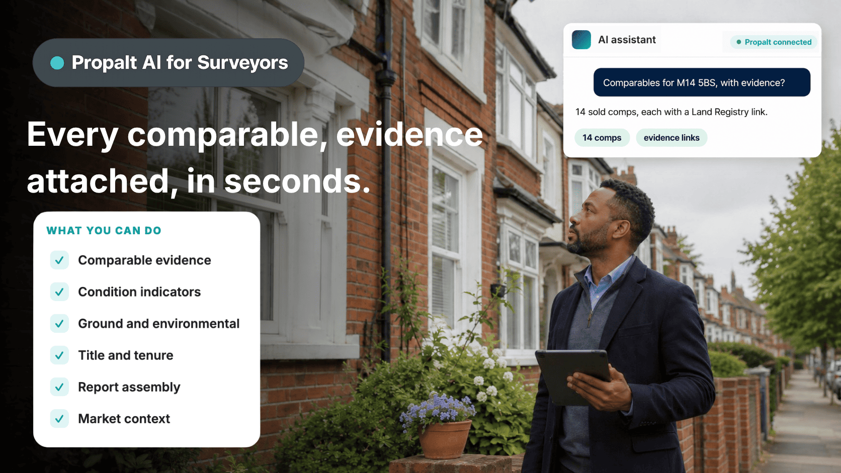 Pull comparables and a full evidence trail for any address.